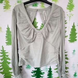 Anthropologie Sage Green Scoop Neck Top.